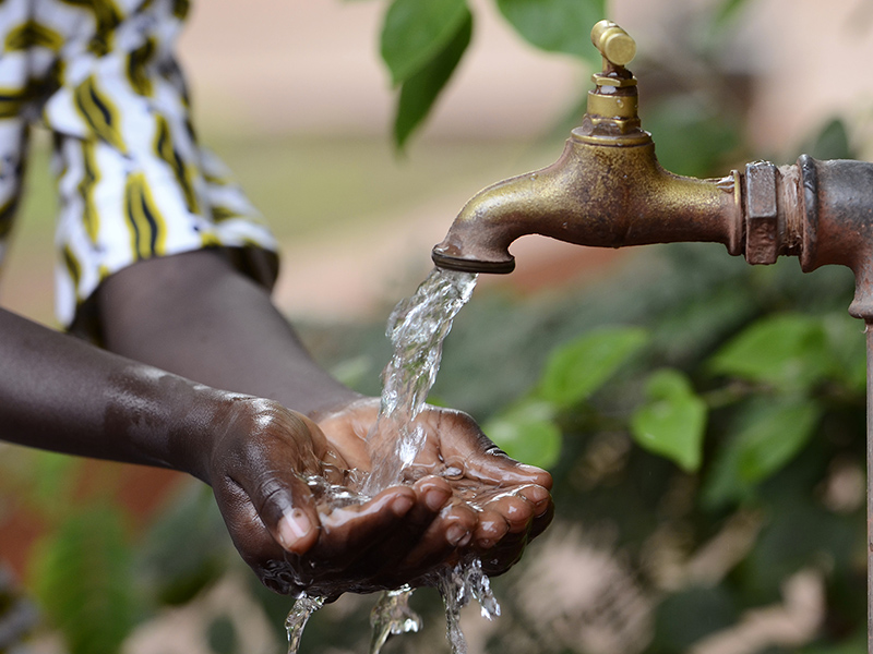 Climate Change Symbol: Handful Of Water Scarsity for Africa Symbol